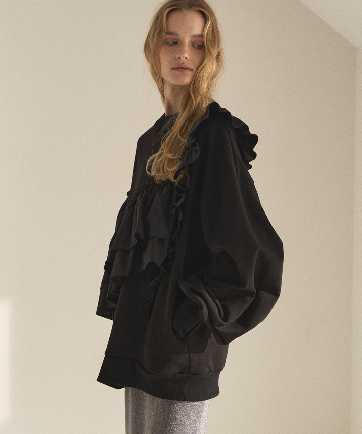 Pinstripe Frill Sweat Pull Over