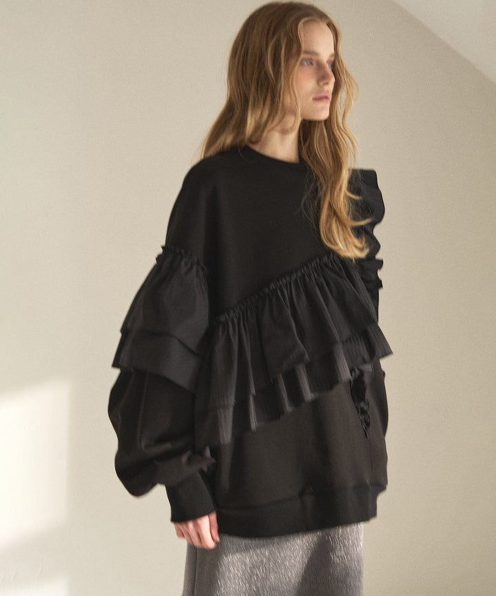 Pinstripe Frill Sweat Pull Over