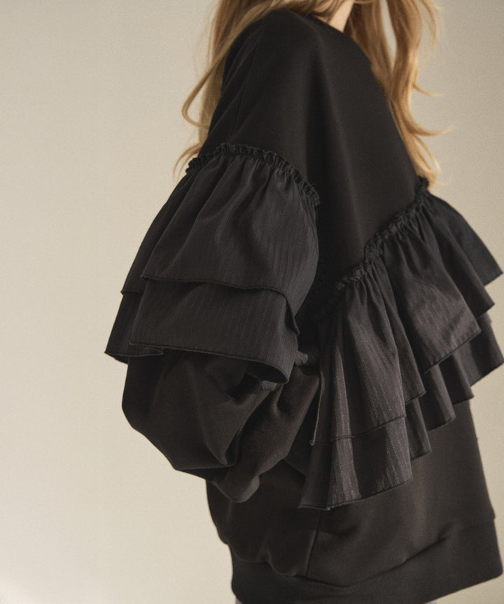 Pinstripe Frill Sweat Pull Over