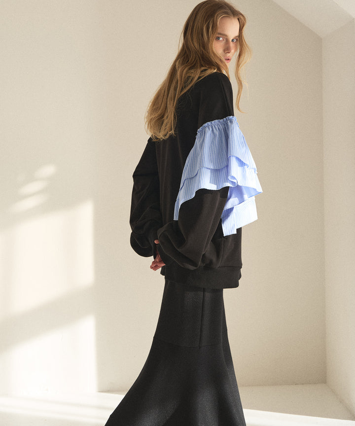 Pinstripe Frill Sweat Pull Over