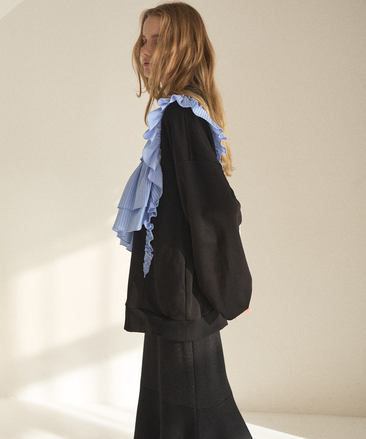 Pinstripe Frill Sweat Pull Over
