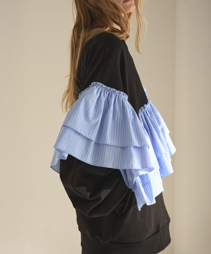 Pinstripe Frill Sweat Pull Over