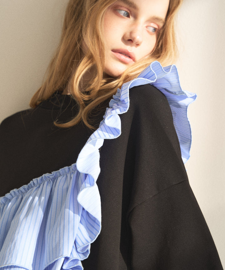 Pinstripe Frill Sweat Pull Over