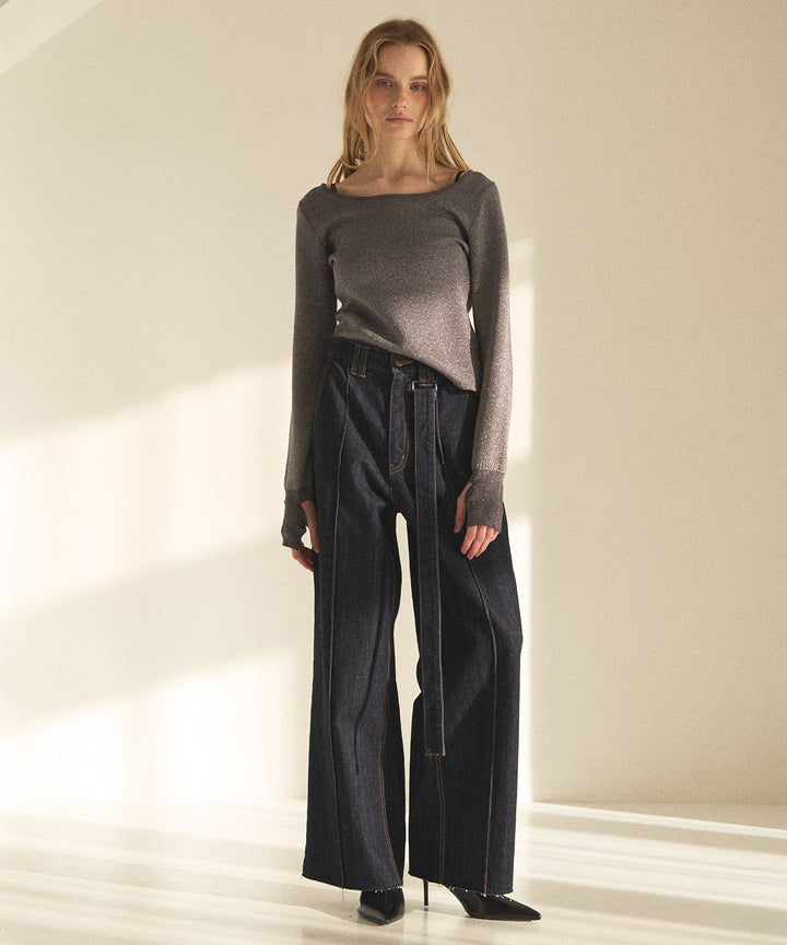 Pintuck Semiwide Jeans