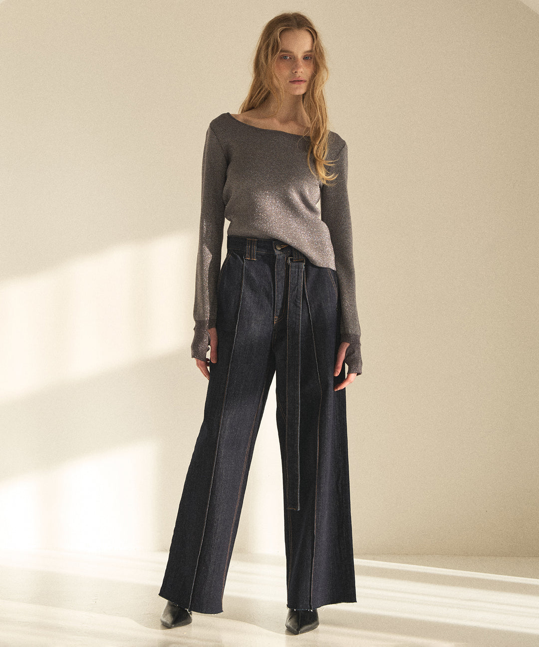 Pintuck Semiwide Jeans