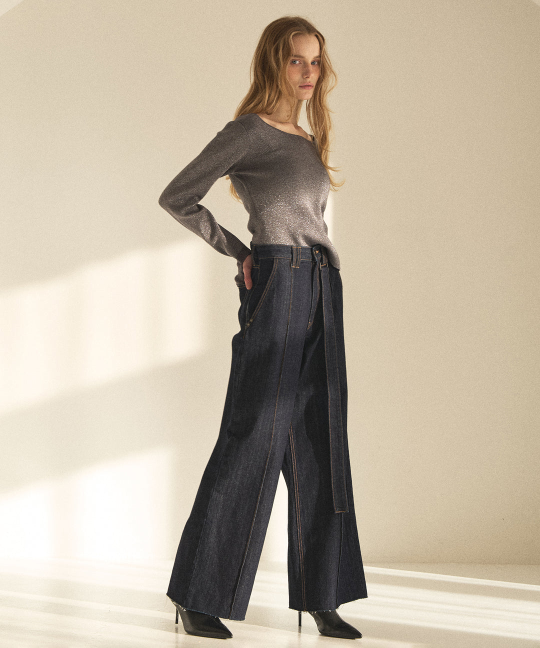 Pintuck Semiwide Jeans