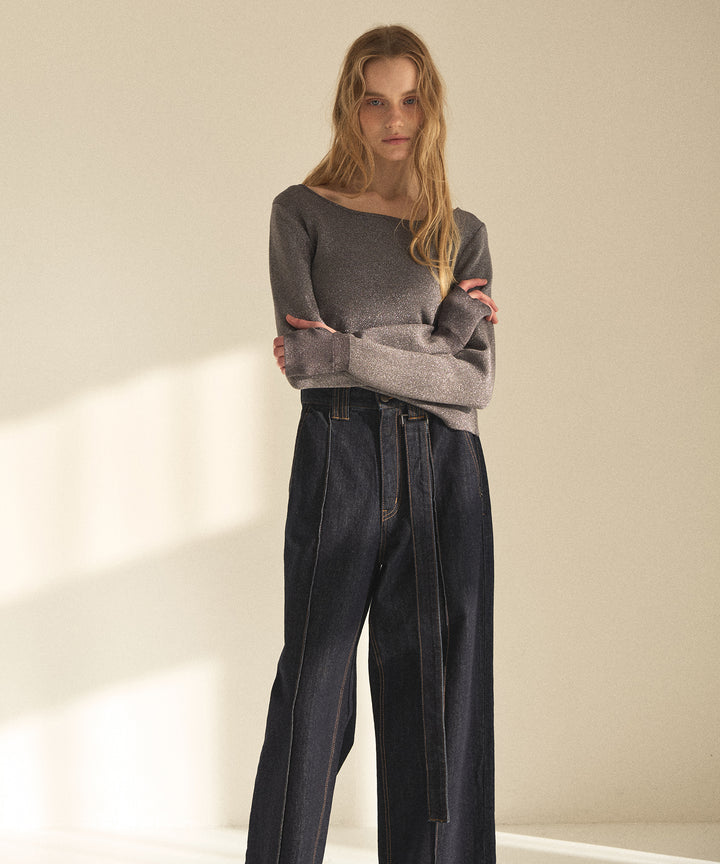 Pintuck Semiwide Jeans