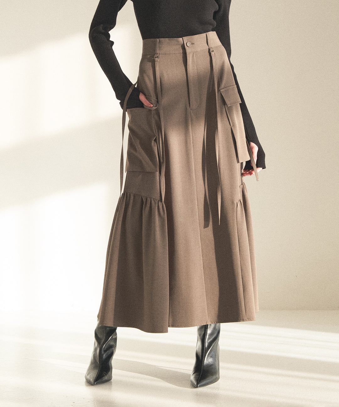 Safari Gather Flare Skirt