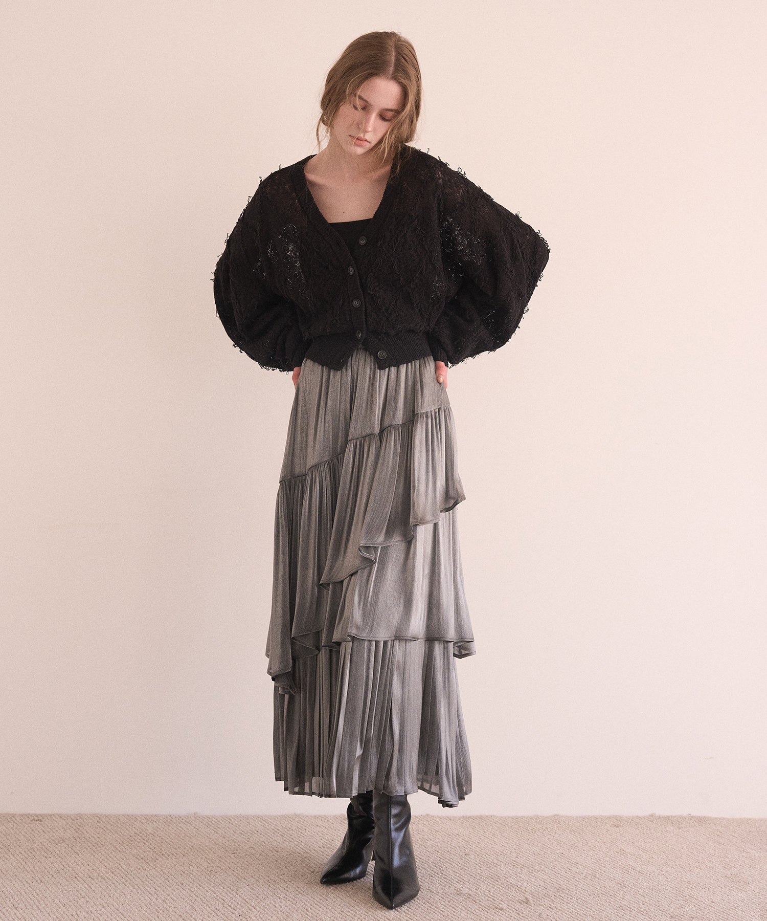 MIELI INVARIANT Aurora Tiered Skirt オレンジ Aurora Milky Way Tiered Skirt – MIELI INVARIANT