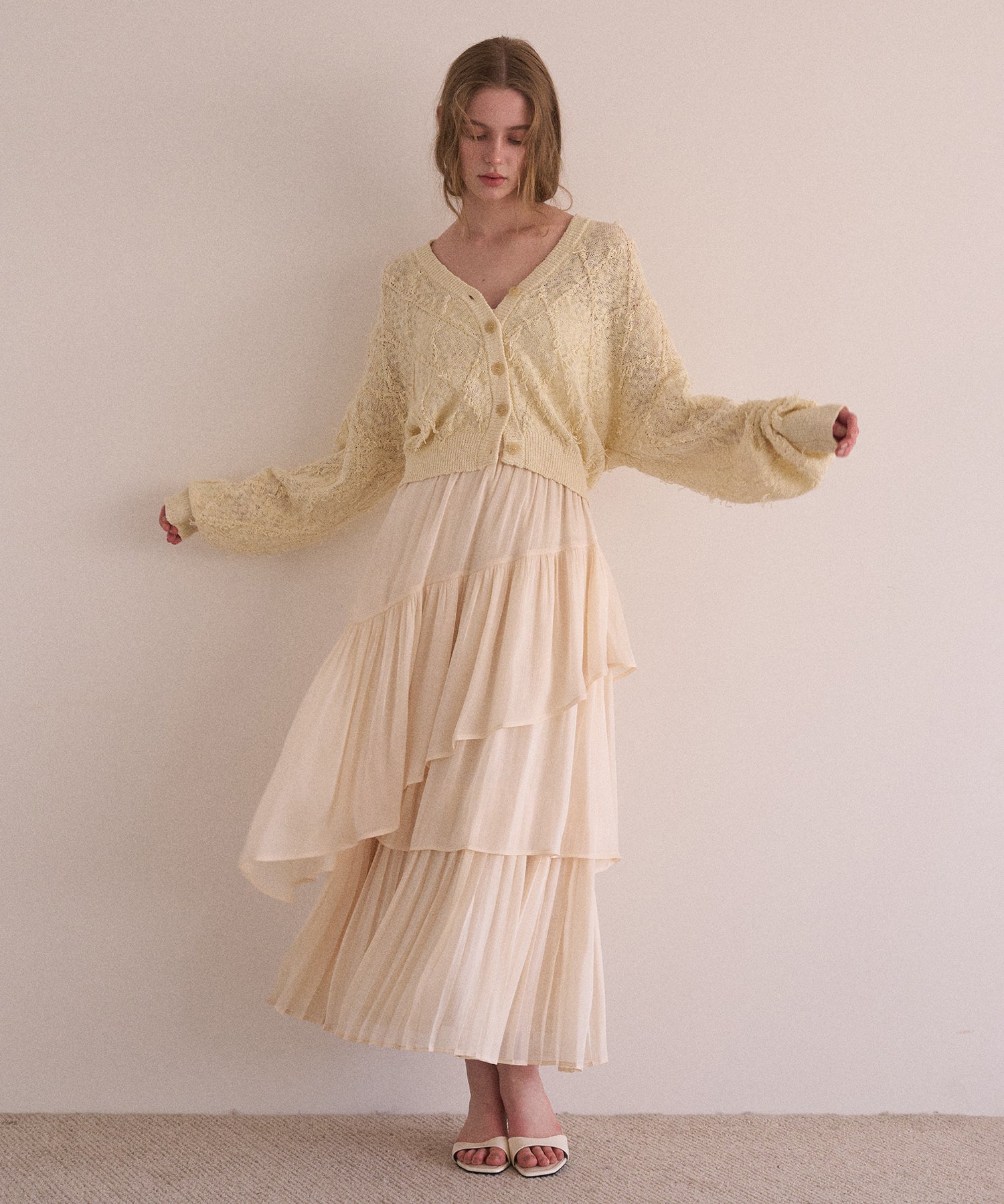 MIELI INVARIANT Aurora Tiered Skirt オレンジ Rust Orange Skirt - Smocked Tiered Skirt - Ruffled Midi Skirt - Lulus