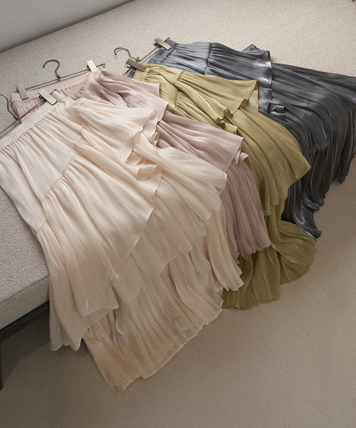 MIELI INVARIANT Aurora Tiered Skirt オレンジ Rust Orange Skirt - Smocked Tiered Skirt - Ruffled Midi Skirt - Lulus