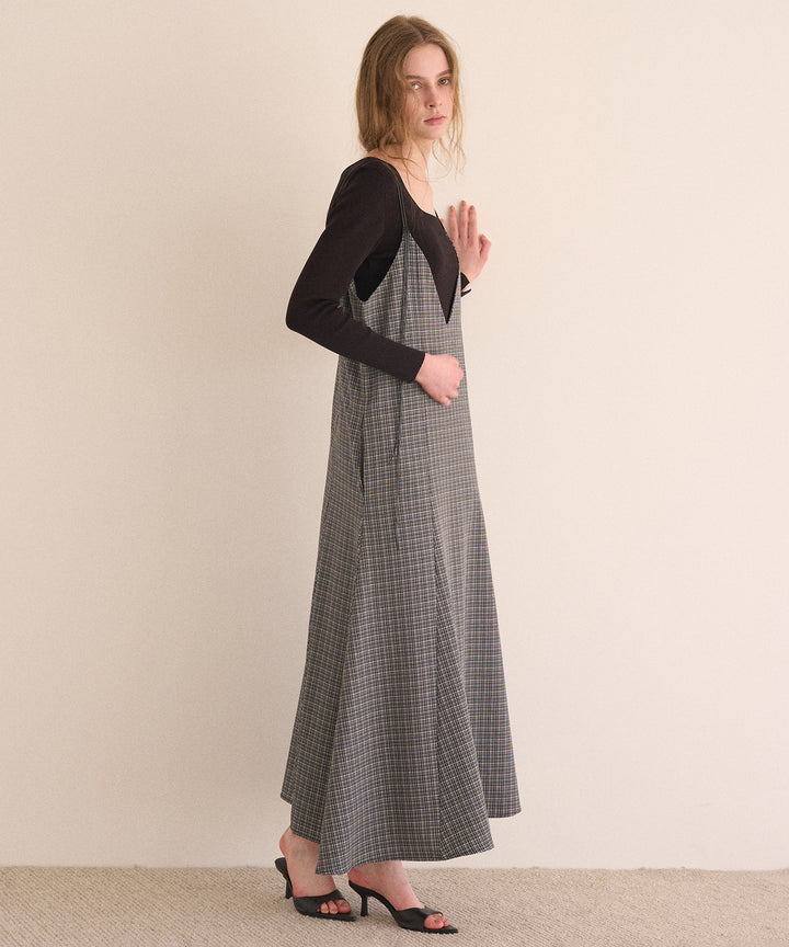 Check Panel Flare Dress