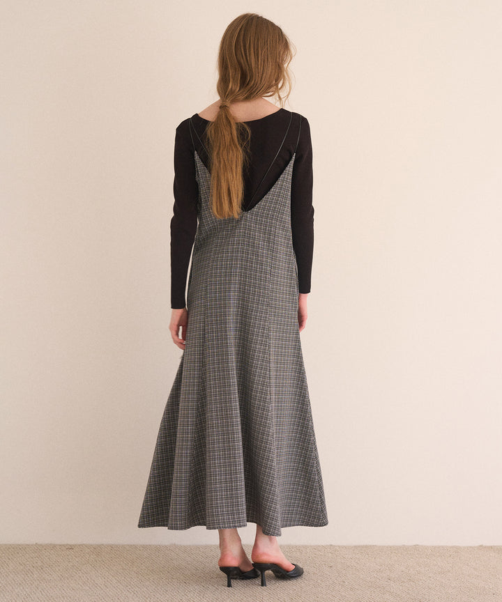 Check Panel Flare Dress