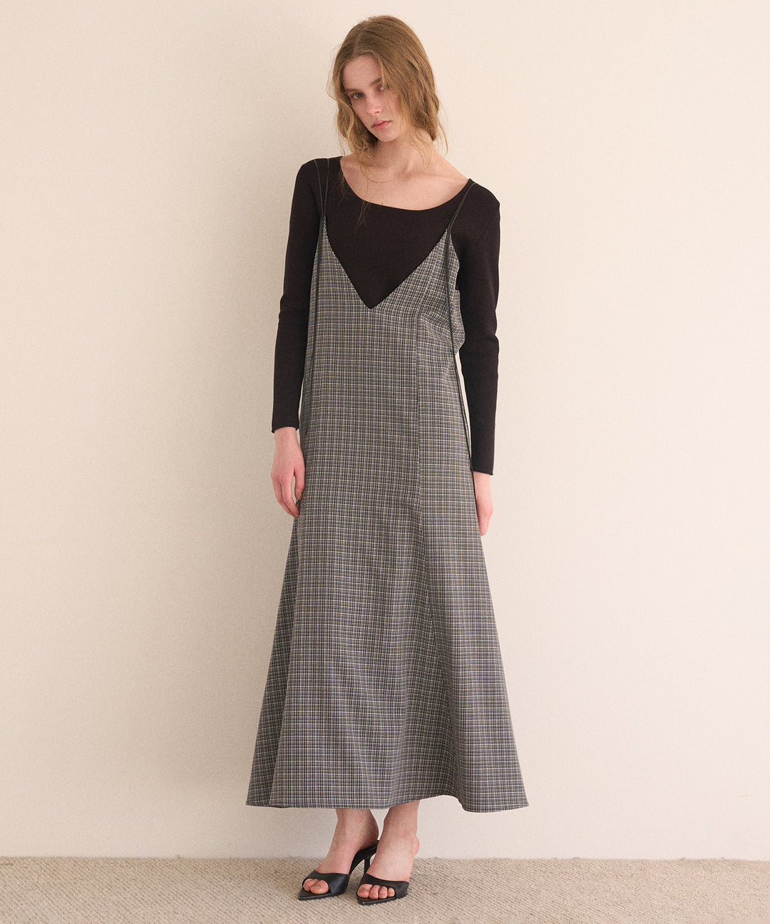 Check Panel Flare Dress
