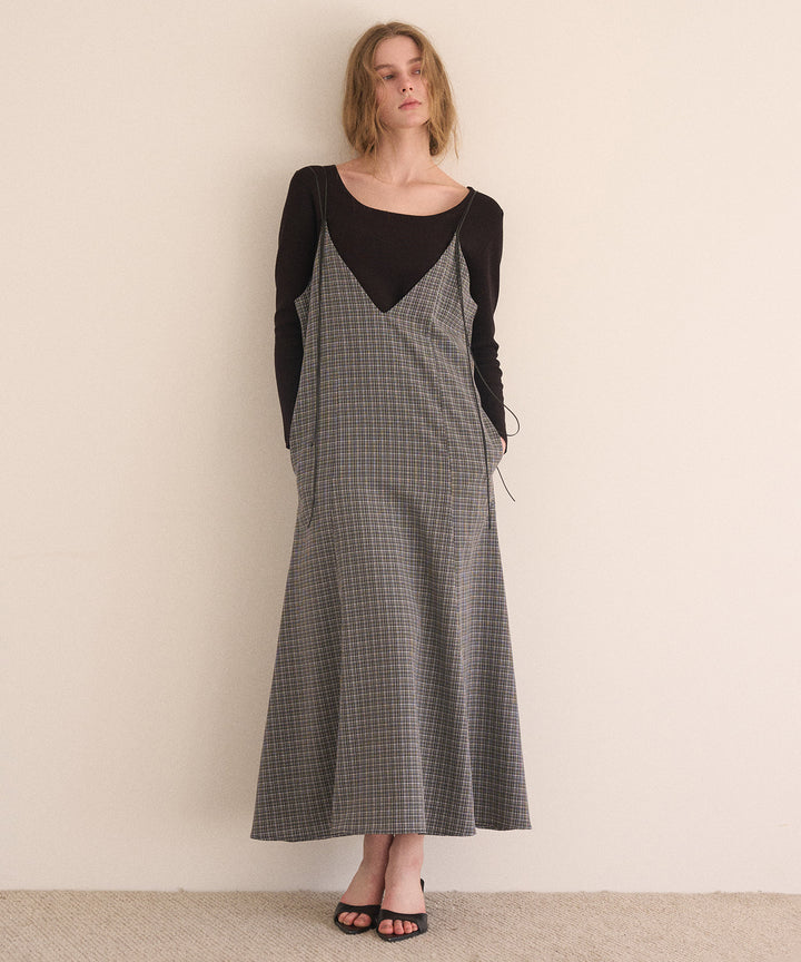 Check Panel Flare Dress