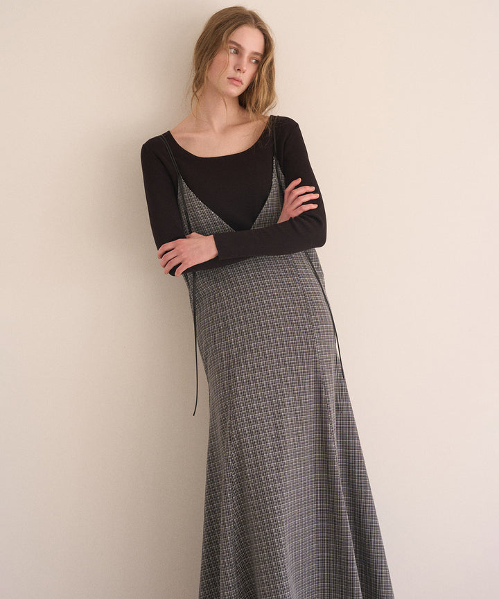 Check Panel Flare Dress