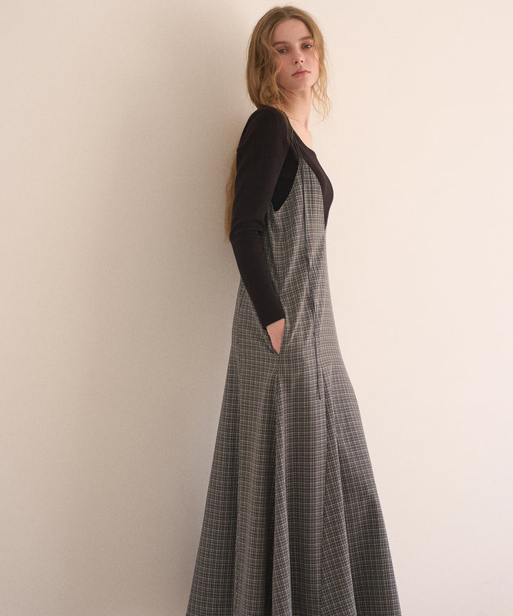 Check Panel Flare Dress