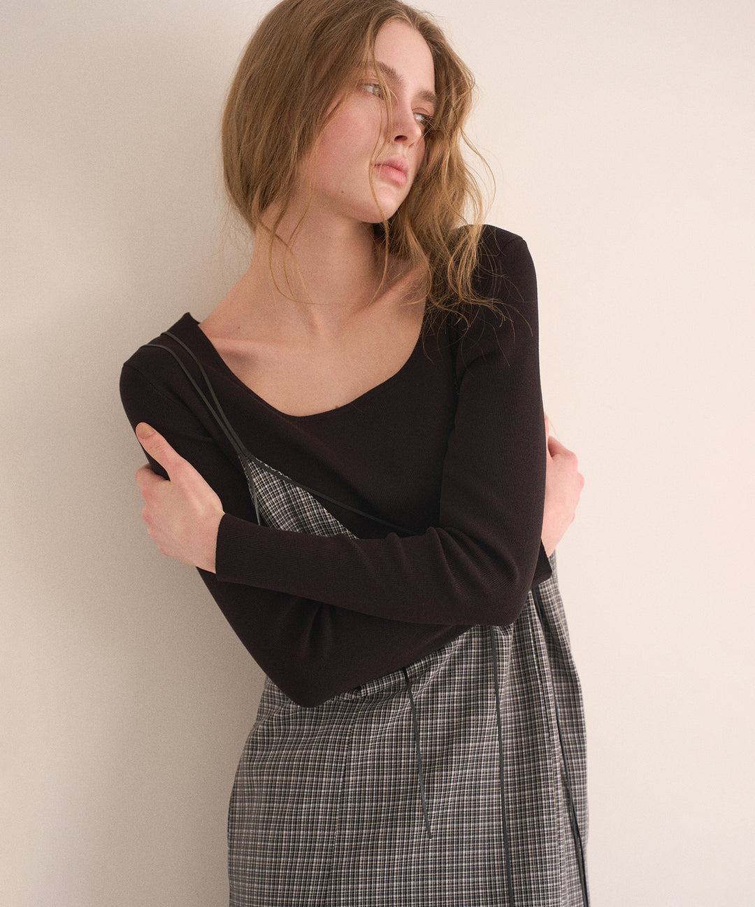 Check Panel Flare Dress