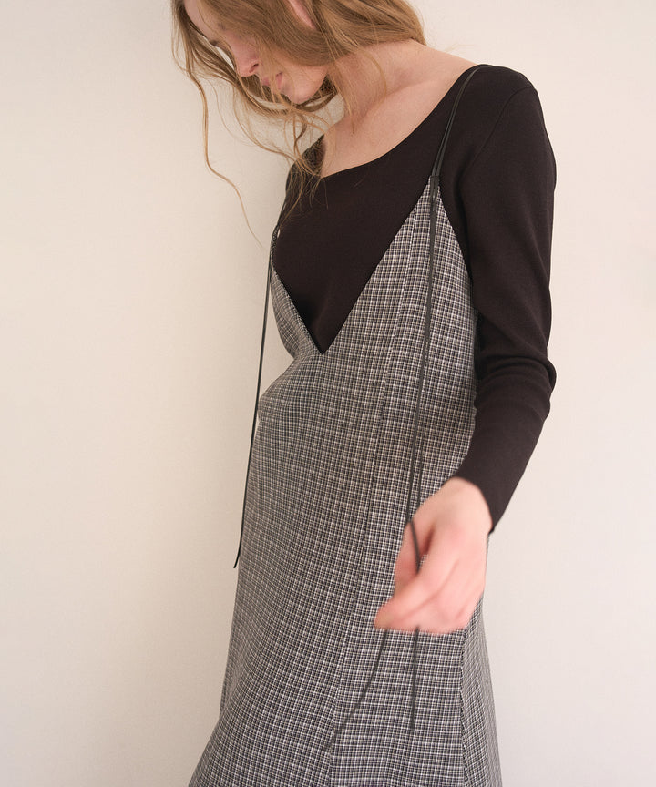 Check Panel Flare Dress