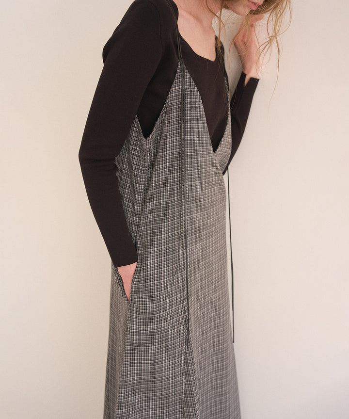 Check Panel Flare Dress