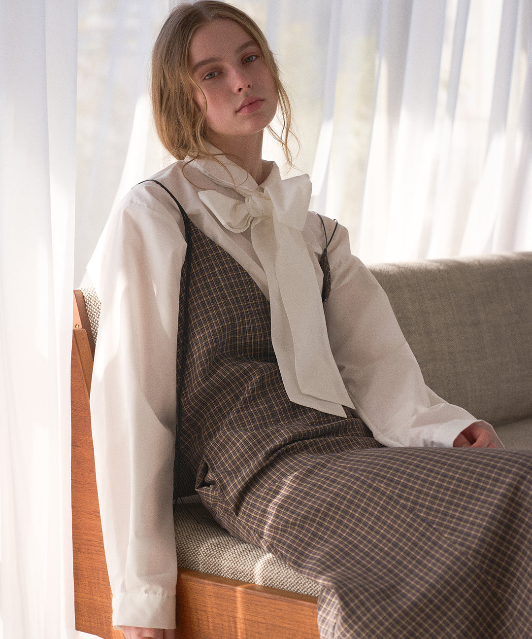 Check Panel Flare Dress