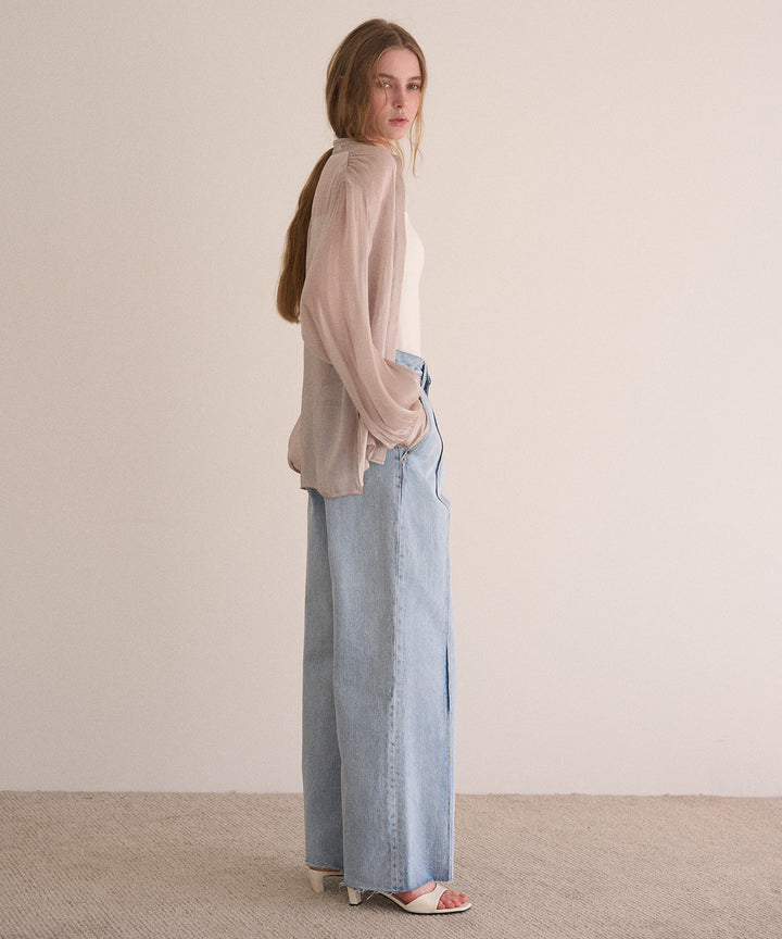 Pintuck Semiwide ICE Bleach Jeans