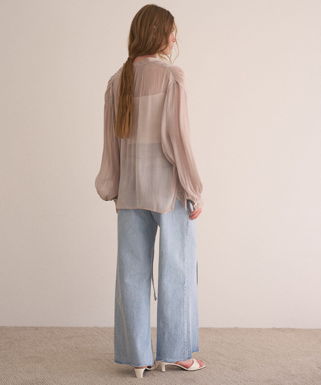 Pintuck Semiwide ICE Bleach Jeans