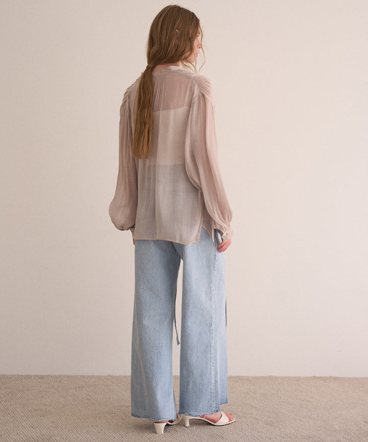 Pintuck Semiwide ICE Bleach Jeans