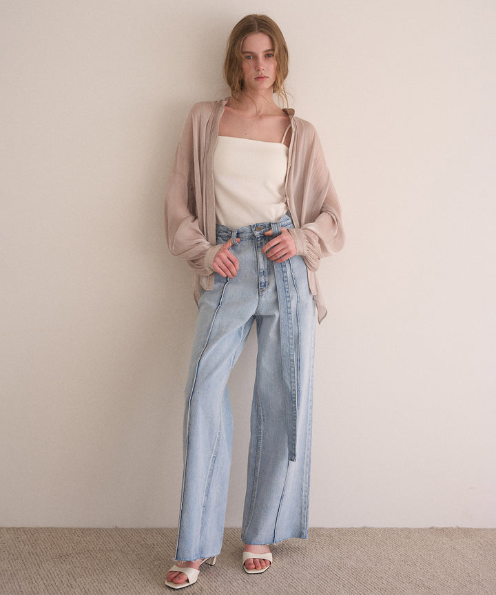 Pintuck Semiwide ICE Bleach Jeans