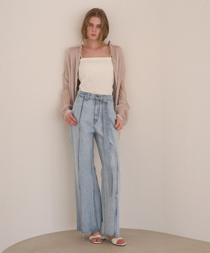 Pintuck Semiwide ICE Bleach Jeans