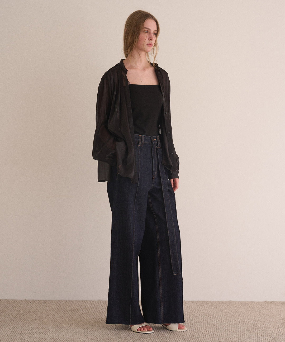 Pintuck Semiwide Jeans