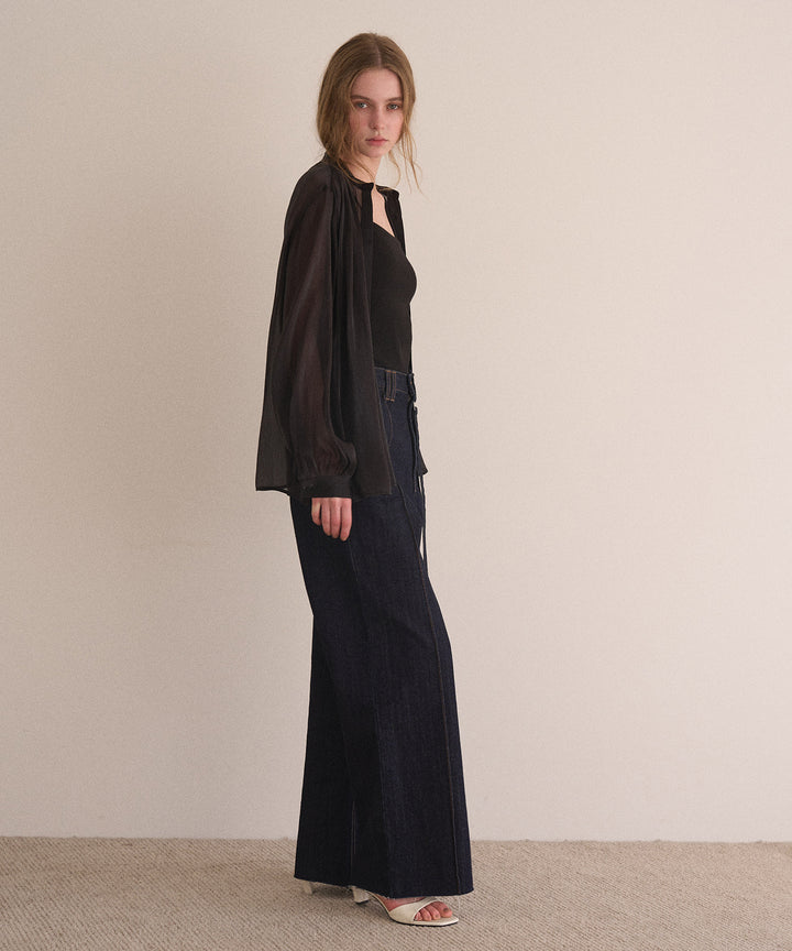 Pintuck Semiwide Jeans