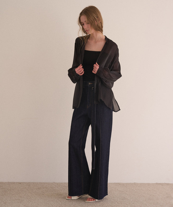 Pintuck Semiwide Jeans