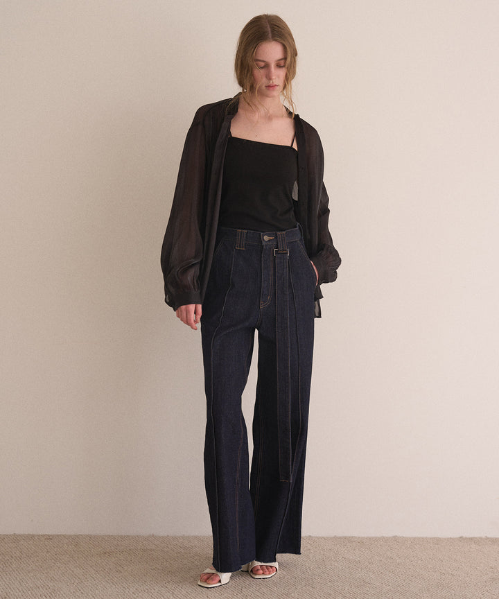 Pintuck Semiwide Jeans