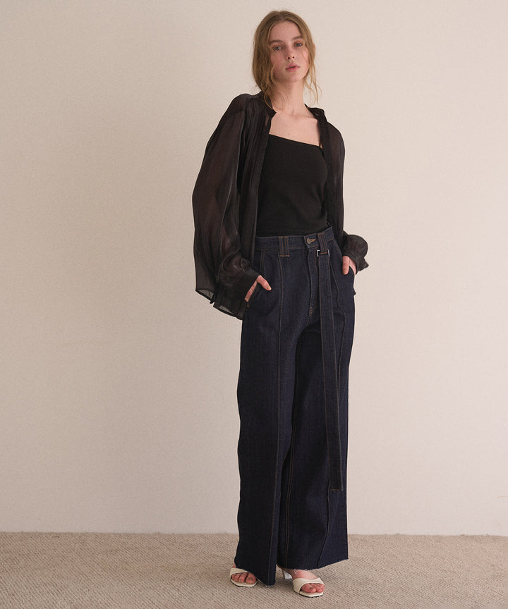 Pintuck Semiwide Jeans