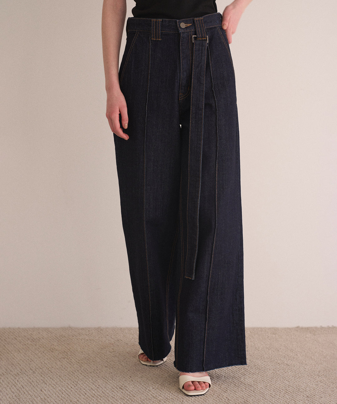 Pintuck Semiwide Jeans