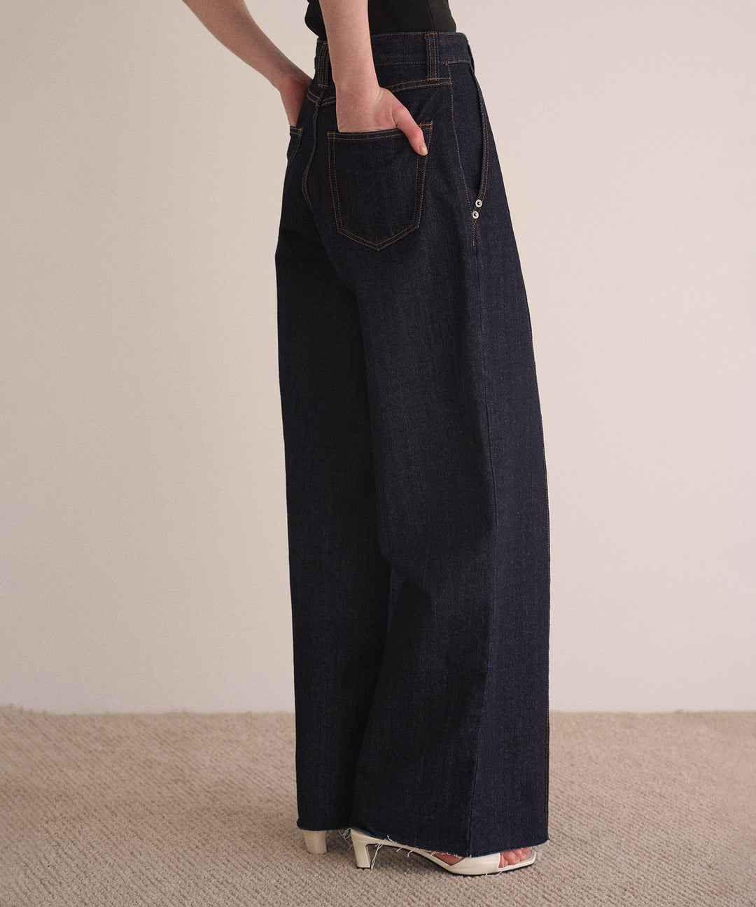 Pintuck Semiwide Jeans