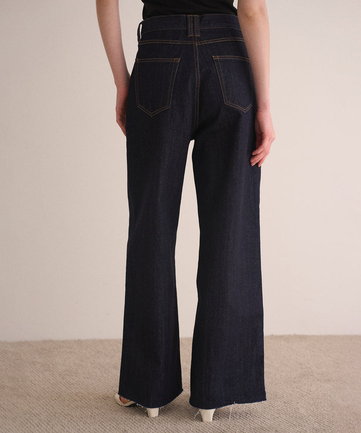 Pintuck Semiwide Jeans