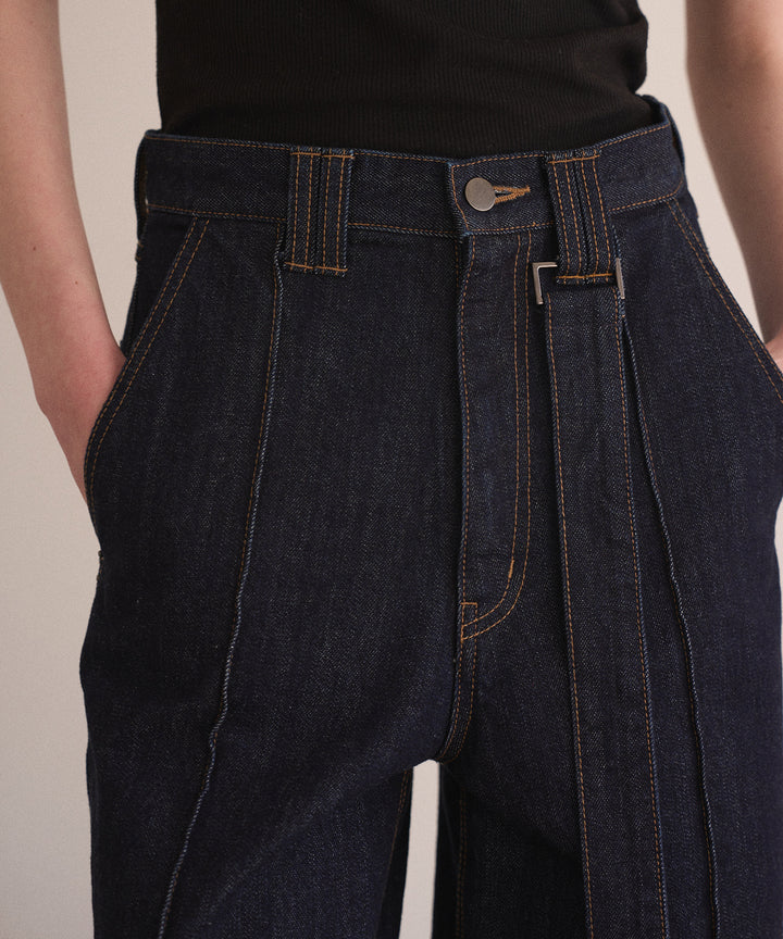 Pintuck Semiwide Jeans