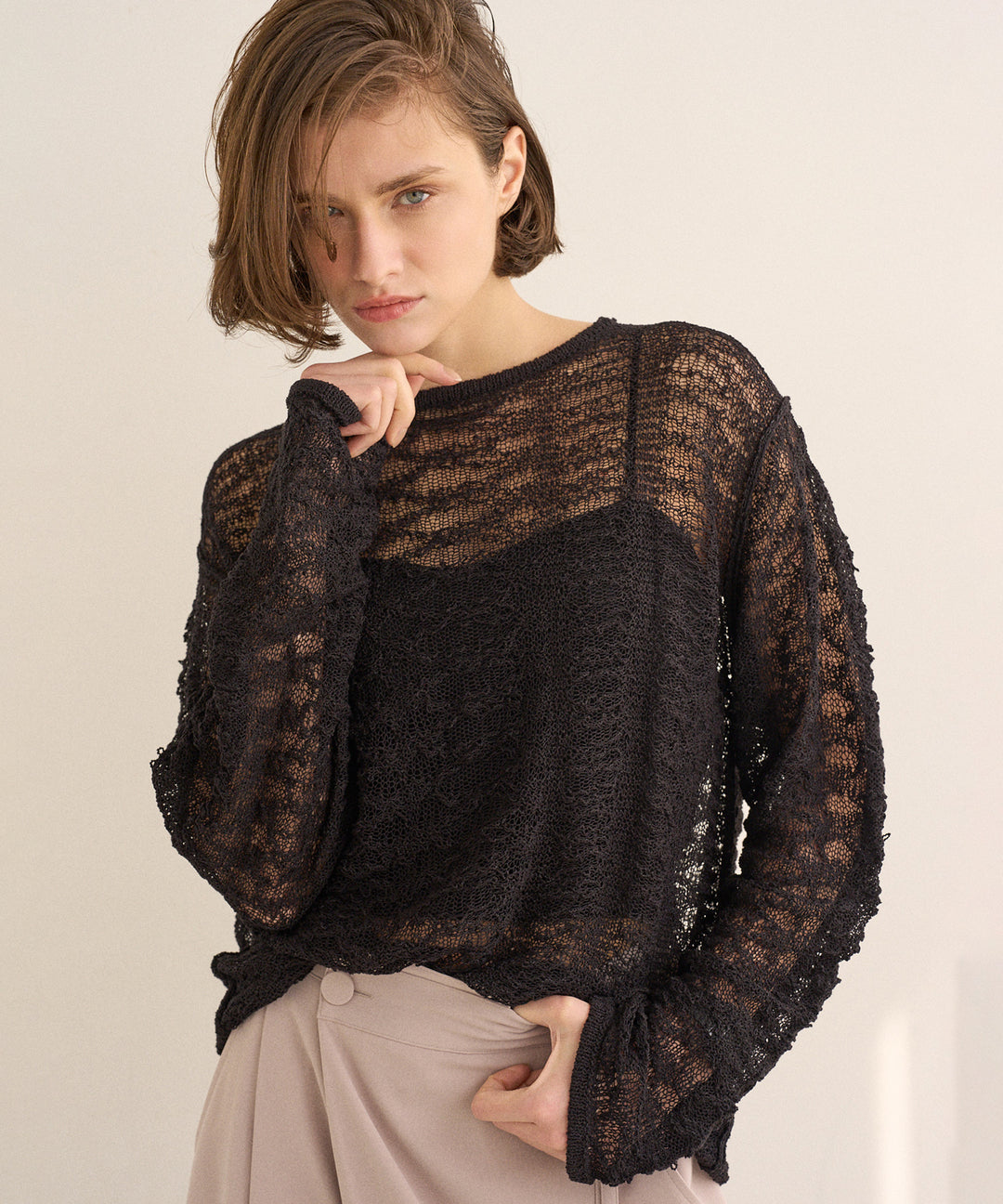 Relaxy Pattern Summer Knit Tops