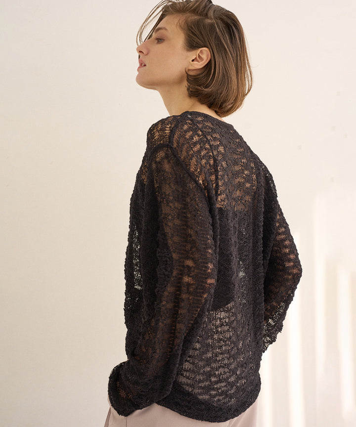 Relaxy Pattern Summer Knit Tops