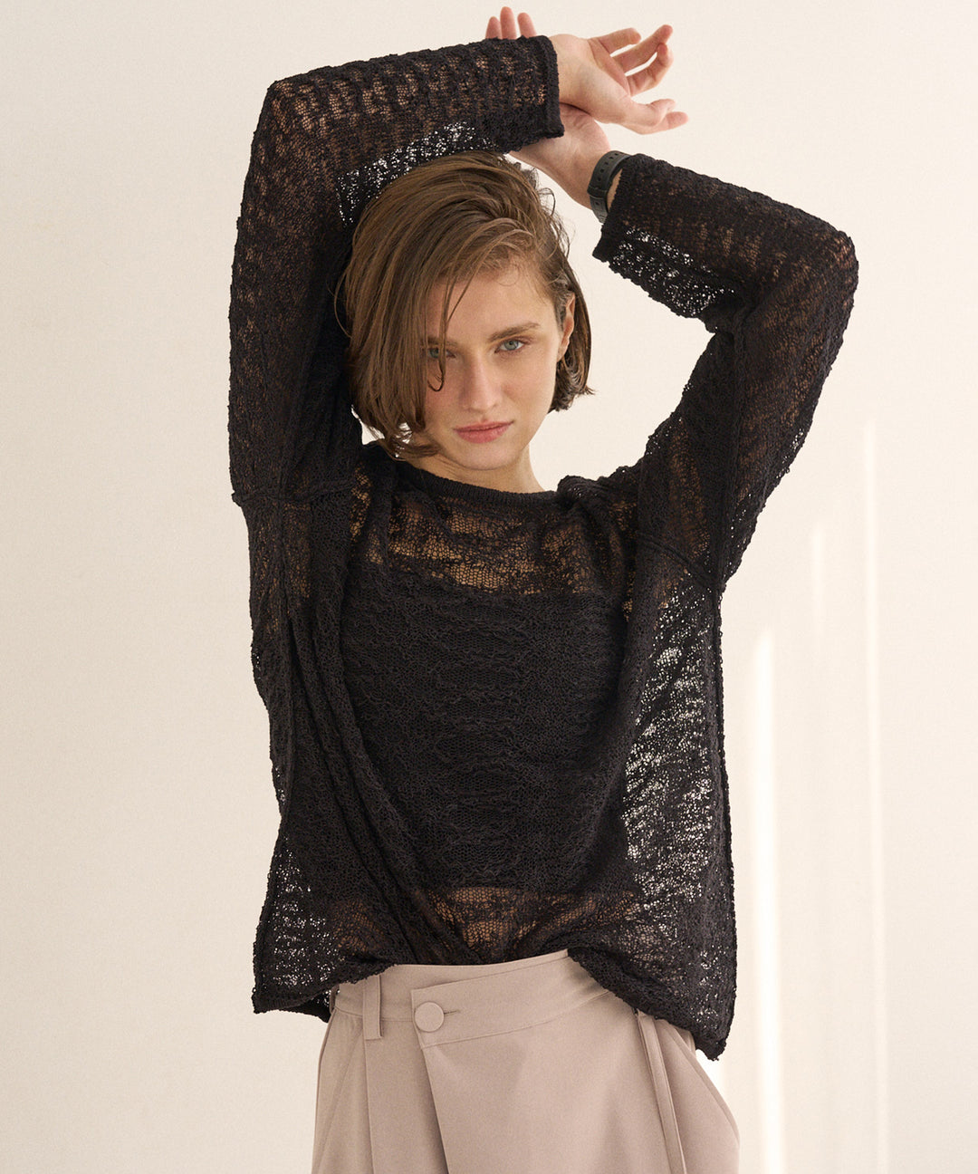 Relaxy Pattern Summer Knit Tops