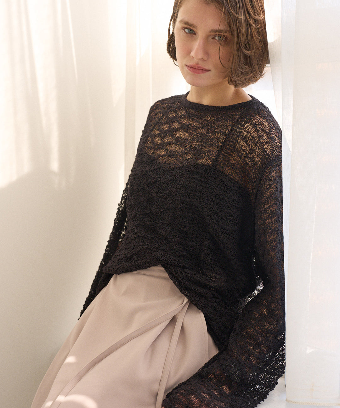 Relaxy Pattern Summer Knit Tops