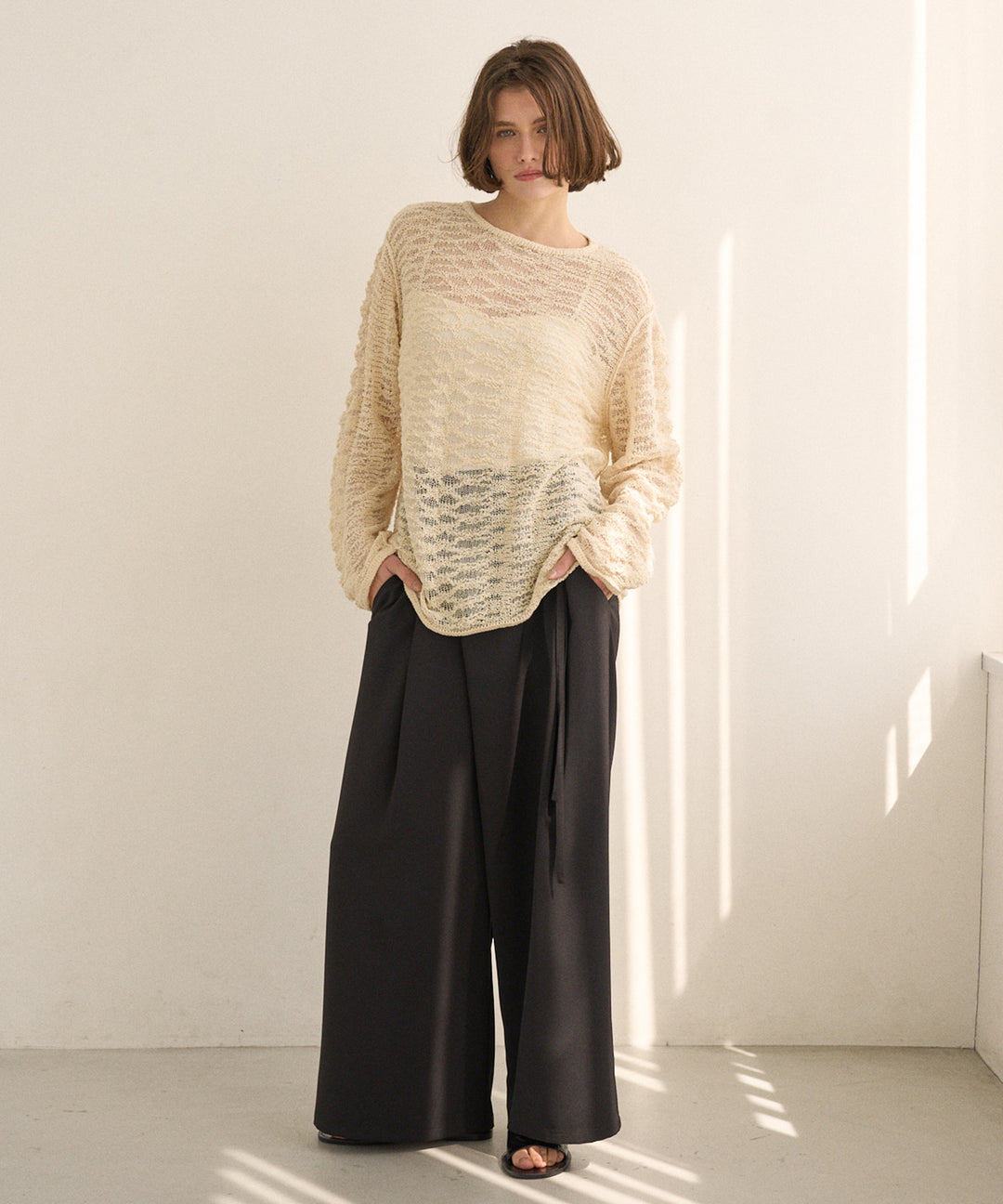 Relaxy Pattern Summer Knit Tops