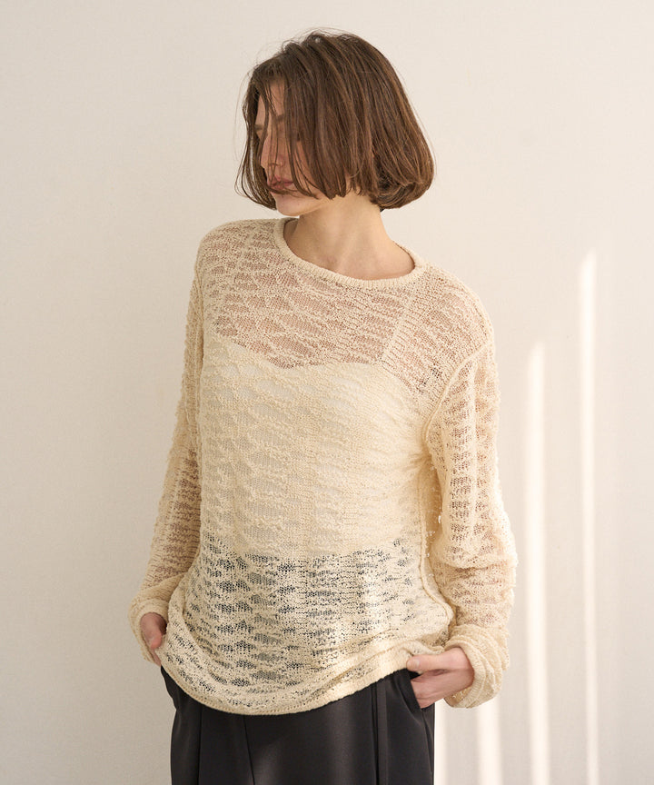 Relaxy Pattern Summer Knit Tops