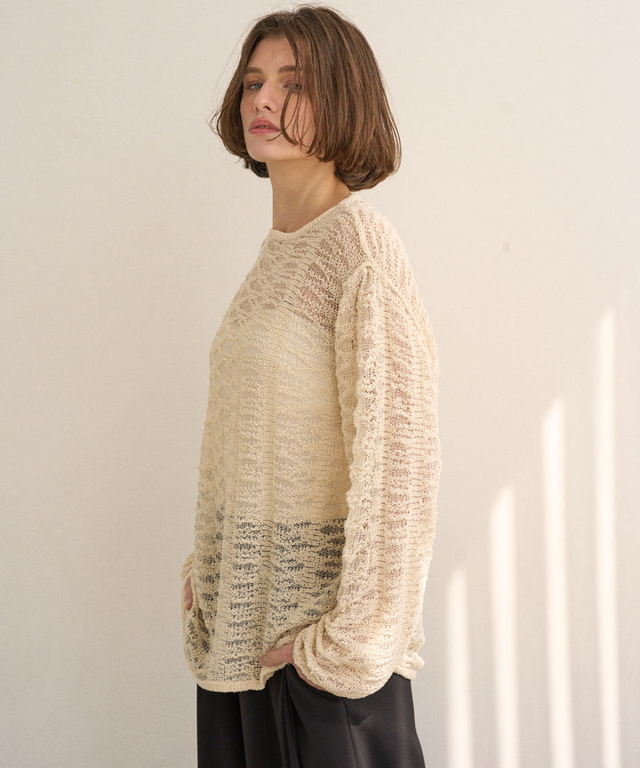 Relaxy Pattern Summer Knit Tops