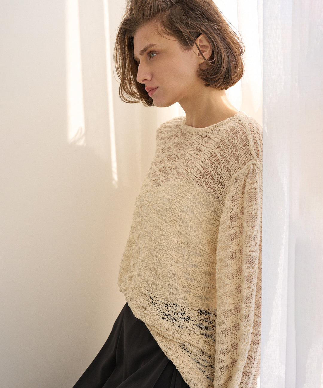 Relaxy Pattern Summer Knit Tops