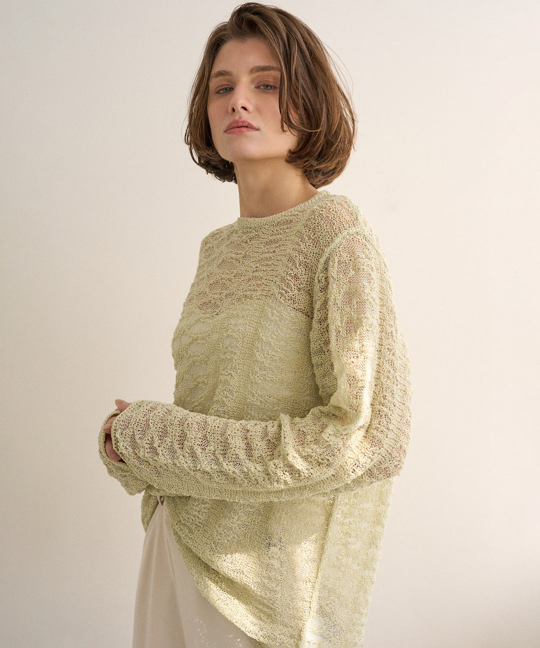 Relaxy Pattern Summer Knit Tops