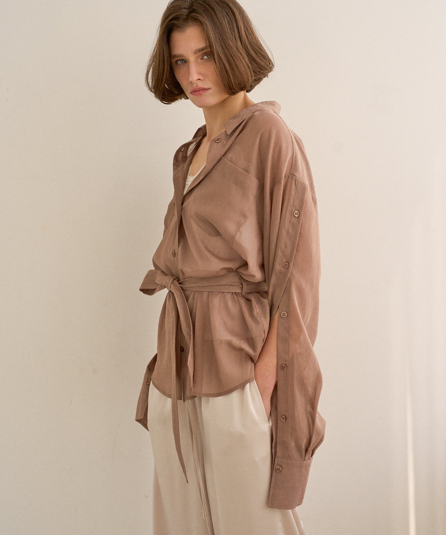 HAGOROMO Veil Shirt ブラウン　ミエリインバリアント HAGOROMO Veil Shirt – MIELI INVARIANT