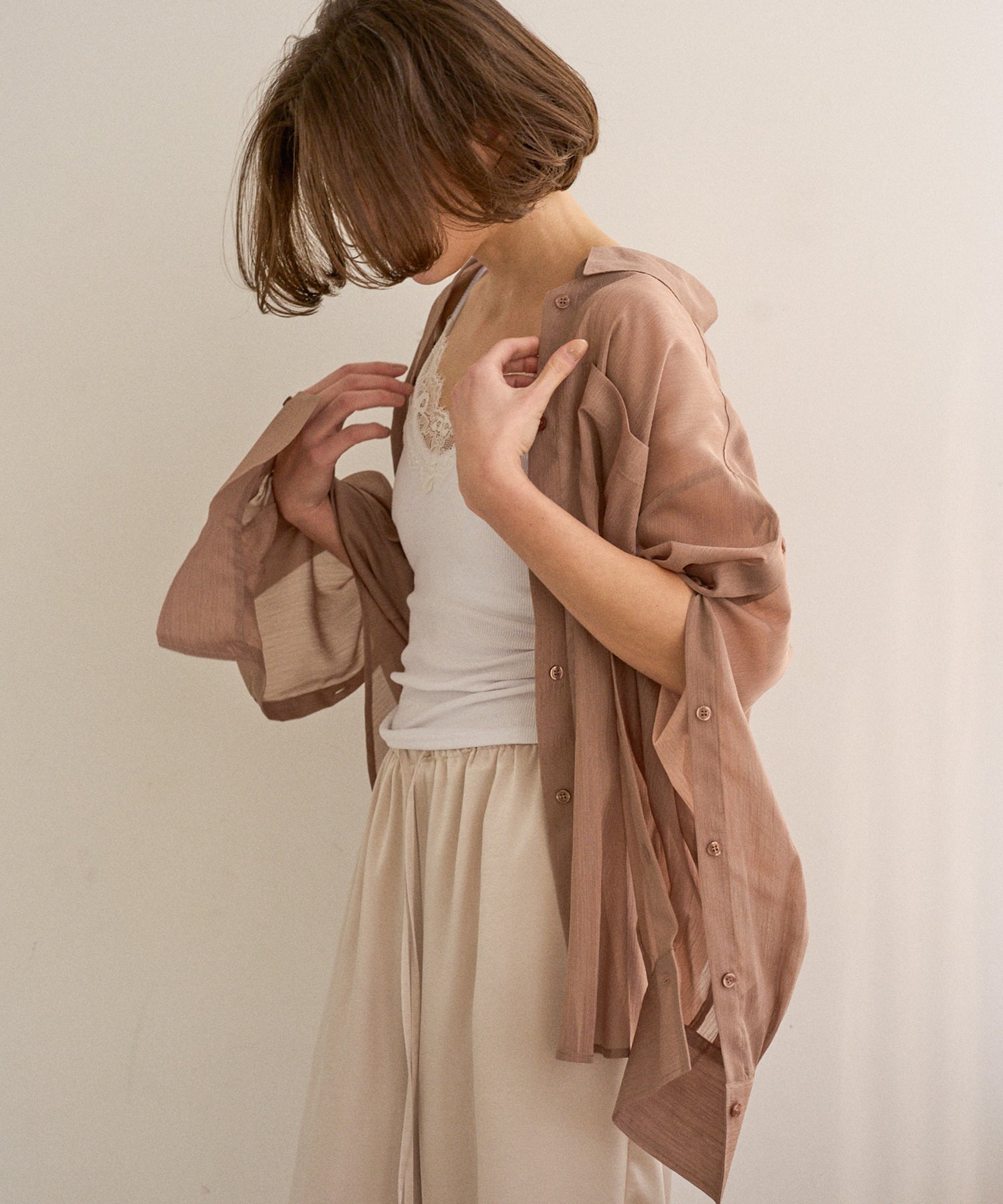 HAGOROMO Veil Shirt ブラウン　ミエリインバリアント HAGOROMO Veil Shirt – MIELI INVARIANT